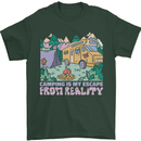 Camping is My Escape From Reality Caravan Mens T-Shirt 100% Cotton Forest Green
