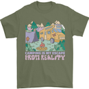 Camping is My Escape From Reality Caravan Mens T-Shirt 100% Cotton Military Green