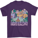 Camping is My Escape From Reality Caravan Mens T-Shirt 100% Cotton Purple