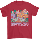Camping is My Escape From Reality Caravan Mens T-Shirt 100% Cotton Red