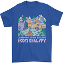 Camping is My Escape From Reality Caravan Mens T-Shirt 100% Cotton Royal Blue