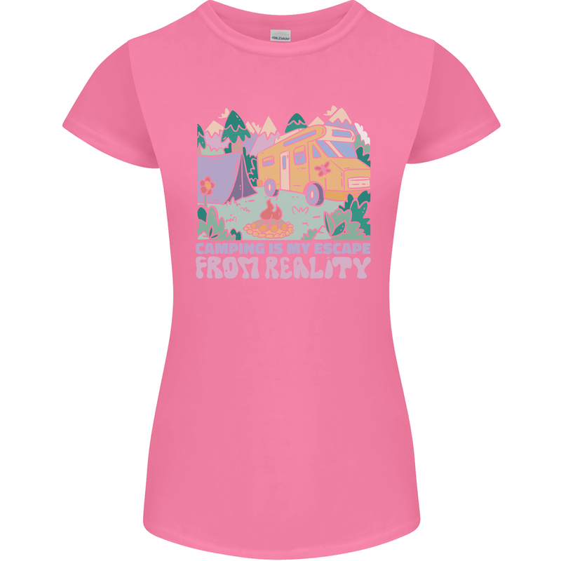 Camping is My Escape From Reality Caravan Womens Petite Cut T-Shirt Azalea