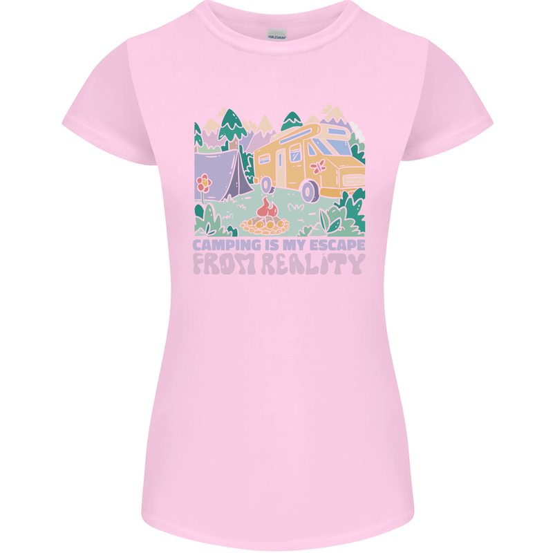 Camping is My Escape From Reality Caravan Womens Petite Cut T-Shirt Light Pink