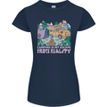 Camping is My Escape From Reality Caravan Womens Petite Cut T-Shirt Navy Blue