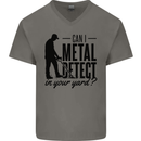 Can I Metal Detect Funny Detector Detecting Mens V-Neck Cotton T-Shirt Charcoal