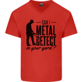 Can I Metal Detect Funny Detector Detecting Mens V-Neck Cotton T-Shirt Red