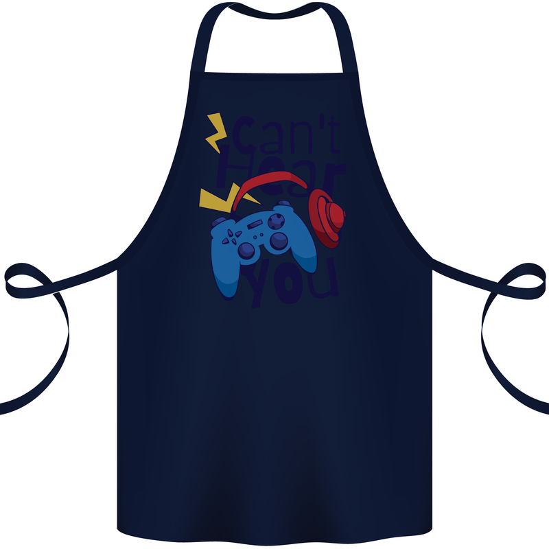 Can't Hear You Gamer Video Games Joypad Cotton Apron 100% Organic Navy Blue