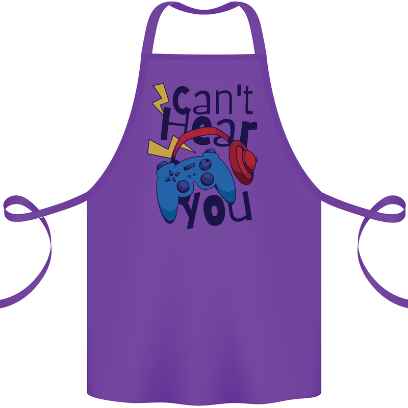 Can't Hear You Gamer Video Games Joypad Cotton Apron 100% Organic Purple