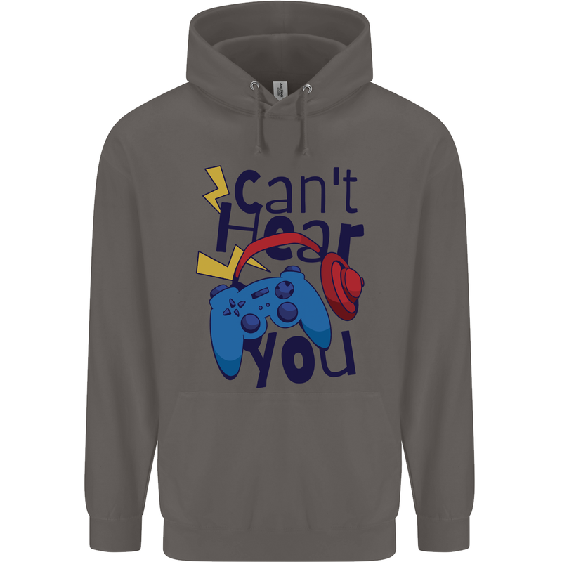 Can't Hear You Gamer Video Games Joypad Mens 80% Cotton Hoodie Charcoal