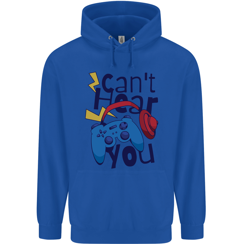 Can't Hear You Gamer Video Games Joypad Mens 80% Cotton Hoodie Royal Blue