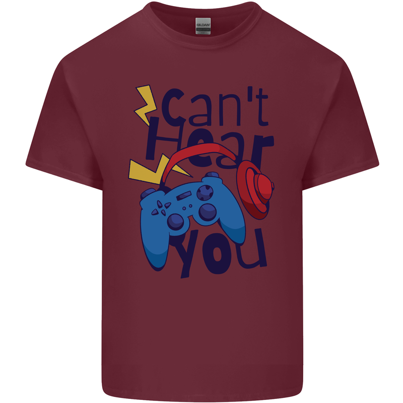 Can't Hear You Gamer Video Games Joypad Mens Cotton T-Shirt Tee Top Maroon