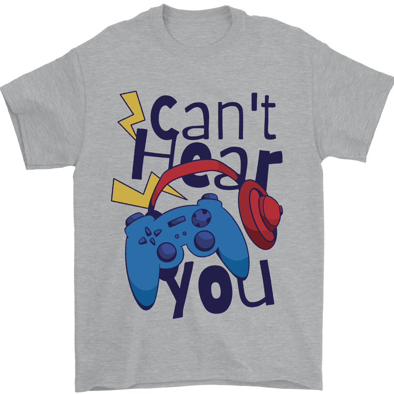 Can't Hear You Gamer Video Games Joypad Mens T-Shirt 100% Cotton Sports Grey