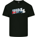 Canada Day Canadian Flag Mens Cotton T-Shirt Tee Top Black