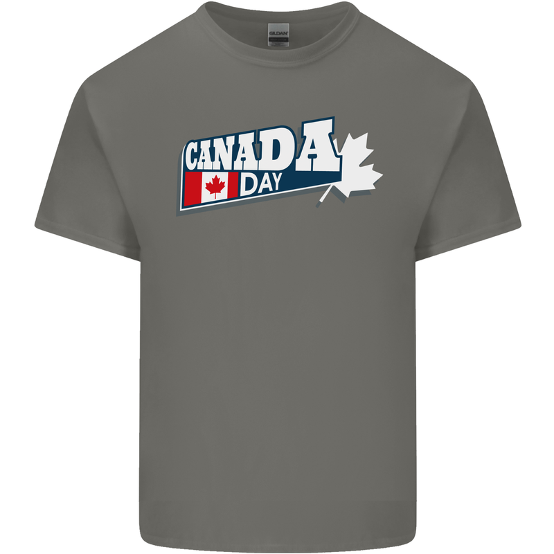 Canada Day Canadian Flag Mens Cotton T-Shirt Tee Top Charcoal