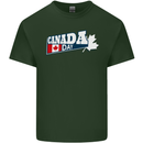 Canada Day Canadian Flag Mens Cotton T-Shirt Tee Top Forest Green