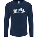 Canada Day Canadian Flag Mens Long Sleeve T-Shirt Navy Blue