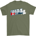 Canada Day Canadian Flag Mens T-Shirt 100% Cotton Military Green