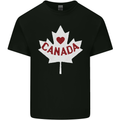 Canada Heart Canadian Flag Mens Cotton T-Shirt Tee Top Black