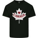 Canada Heart Canadian Flag Mens Cotton T-Shirt Tee Top Black