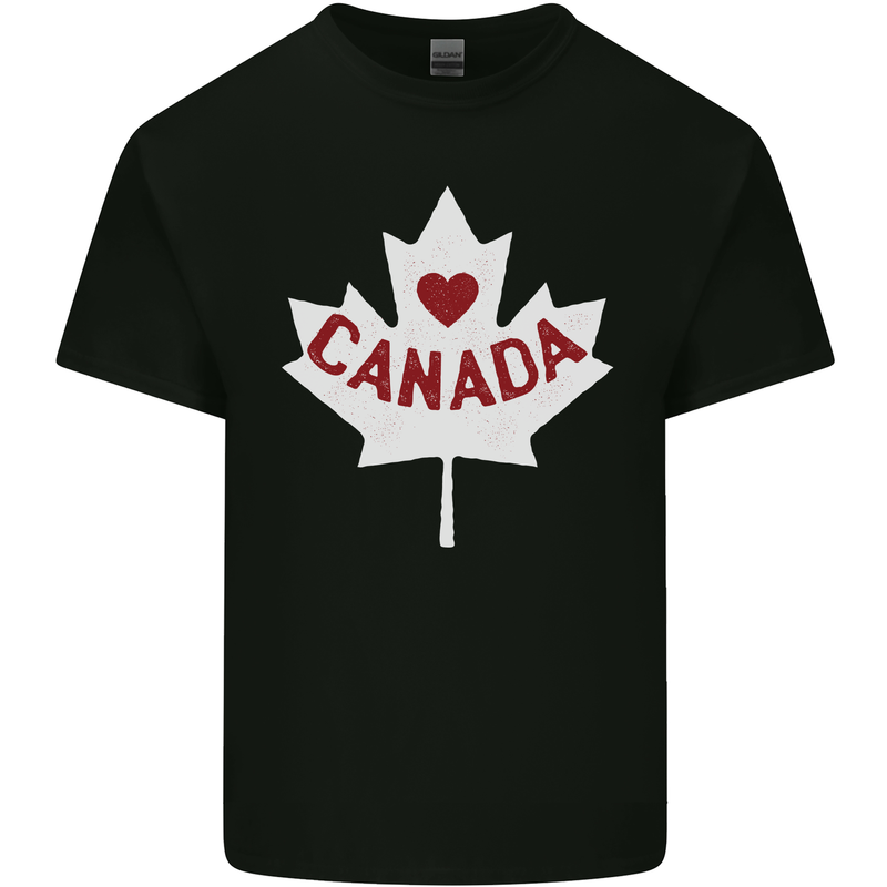 Canada Heart Canadian Flag Mens Cotton T-Shirt Tee Top Black
