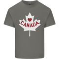 Canada Heart Canadian Flag Mens Cotton T-Shirt Tee Top Charcoal