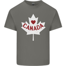 Canada Heart Canadian Flag Mens Cotton T-Shirt Tee Top Charcoal