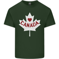 Canada Heart Canadian Flag Mens Cotton T-Shirt Tee Top Forest Green
