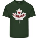 Canada Heart Canadian Flag Mens Cotton T-Shirt Tee Top Forest Green