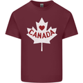 Canada Heart Canadian Flag Mens Cotton T-Shirt Tee Top Maroon