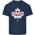 Canada Heart Canadian Flag Mens Cotton T-Shirt Tee Top Navy Blue