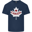 Canada Heart Canadian Flag Mens Cotton T-Shirt Tee Top Navy Blue
