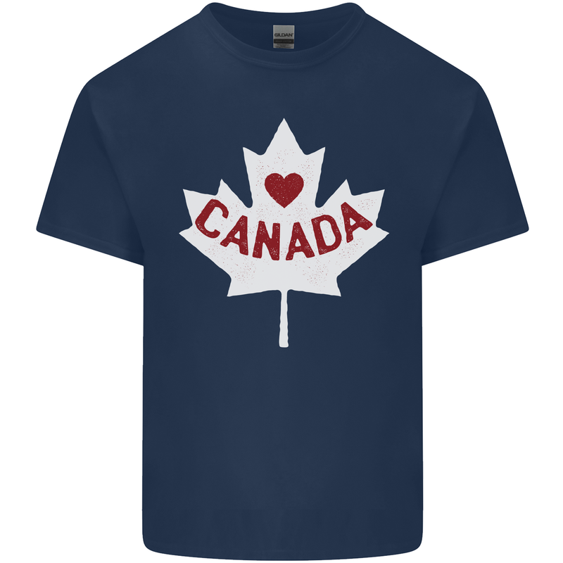 Canada Heart Canadian Flag Mens Cotton T-Shirt Tee Top Navy Blue