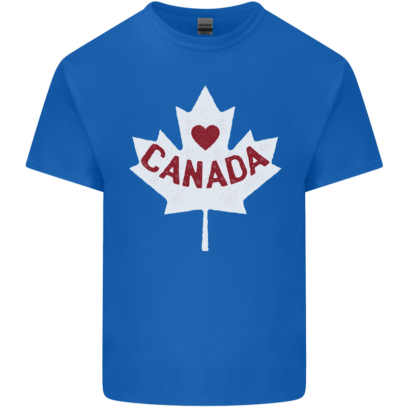 Canada Heart Canadian Flag Mens Cotton T-Shirt Tee Top Royal Blue