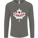 Canada Heart Canadian Flag Mens Long Sleeve T-Shirt Charcoal