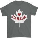 Canada Heart Canadian Flag Mens T-Shirt 100% Cotton Charcoal