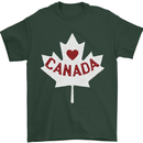 Canada Heart Canadian Flag Mens T-Shirt 100% Cotton Forest Green
