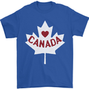 Canada Heart Canadian Flag Mens T-Shirt 100% Cotton Royal Blue