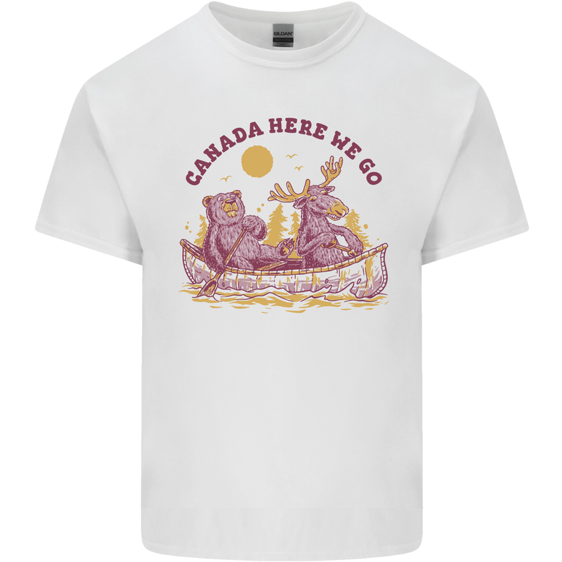 Canada Here We Go Moose and Bear Canadian Kids T-Shirt Childrens White