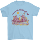 Canada Here We Go Moose and Bear Canadian Mens T-Shirt 100% Cotton Light Blue