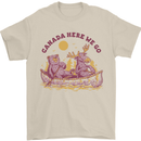 Canada Here We Go Moose and Bear Canadian Mens T-Shirt 100% Cotton Sand
