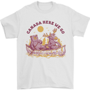 Canada Here We Go Moose and Bear Canadian Mens T-Shirt 100% Cotton White