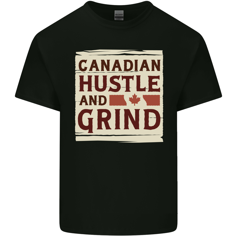 Canadian Hustle and Grind Canada Mens Cotton T-Shirt Tee Top Black