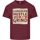 Canadian Hustle and Grind Canada Mens Cotton T-Shirt Tee Top Maroon