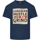 Canadian Hustle and Grind Canada Mens Cotton T-Shirt Tee Top Navy Blue