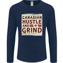 Canadian Hustle and Grind Canada Mens Long Sleeve T-Shirt Navy Blue