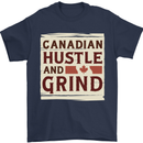 Canadian Hustle and Grind Canada Mens T-Shirt 100% Cotton Navy Blue