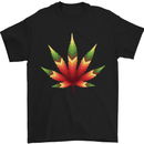 a black t - shirt with a colorful marijuana leaf on it