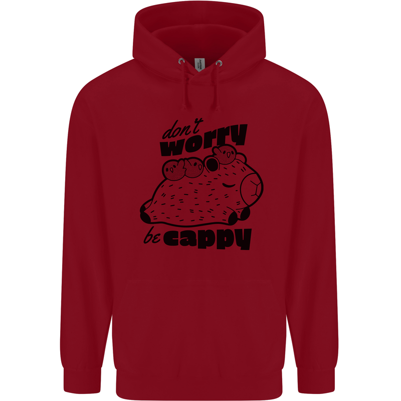 Cappybara Dont Worry Be Cappy Childrens Kids Hoodie Red