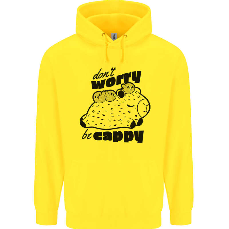 Cappybara Dont Worry Be Cappy Childrens Kids Hoodie Yellow
