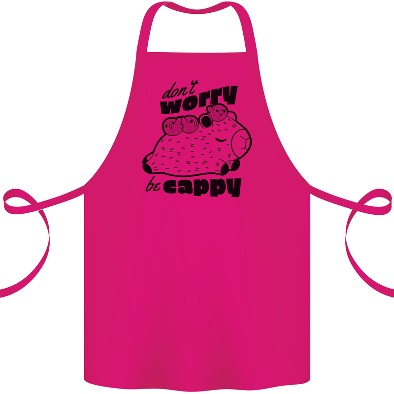 Cappybara Dont Worry Be Cappy Cotton Apron 100% Organic Pink
